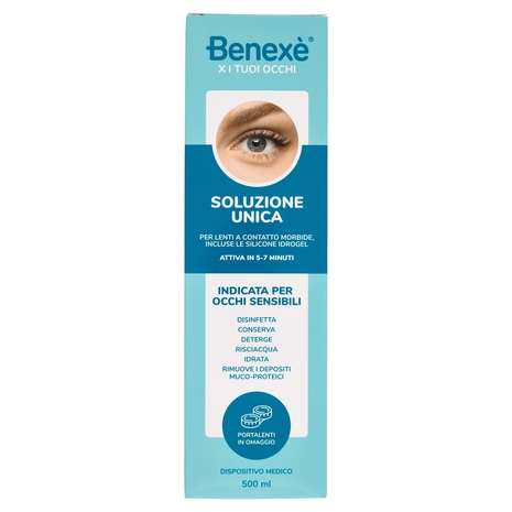 Benexè X i Tuoi Occhi Soluzione Unica per Lenti a Contatto Morbide 500 ml + Porta Lenti